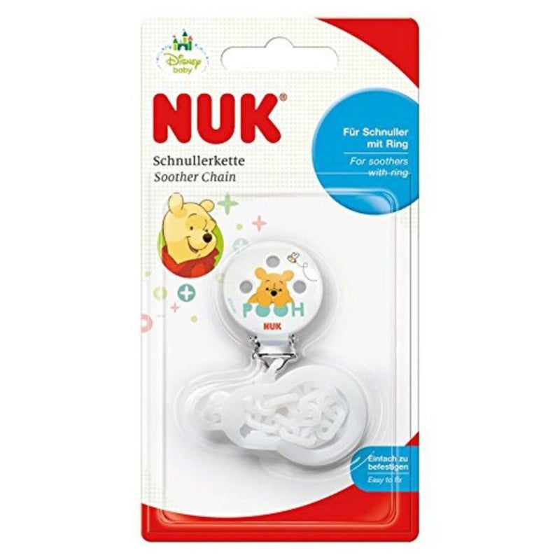 NUK Disney Winnie The Pooh Soother Chain With Clip For Baby, Pack of 1's