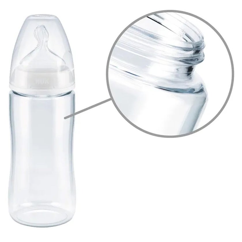 Nuk First Choice+ New Classic 240ml Baby Feeding Glass Bottle With Teat, Assorted Pack of