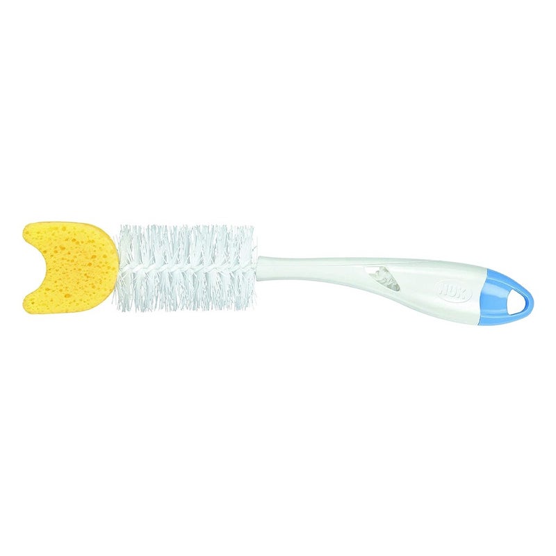 Nuk 2-In-1 Soft Baby Bottle Brush With Teat Brush And Sponge Top, Assorted Pack of 1's