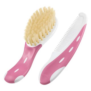 Nuk Baby Hairbrush With Comb For Sensitive Baby Skin, Assorted Pack of 2 Pieces