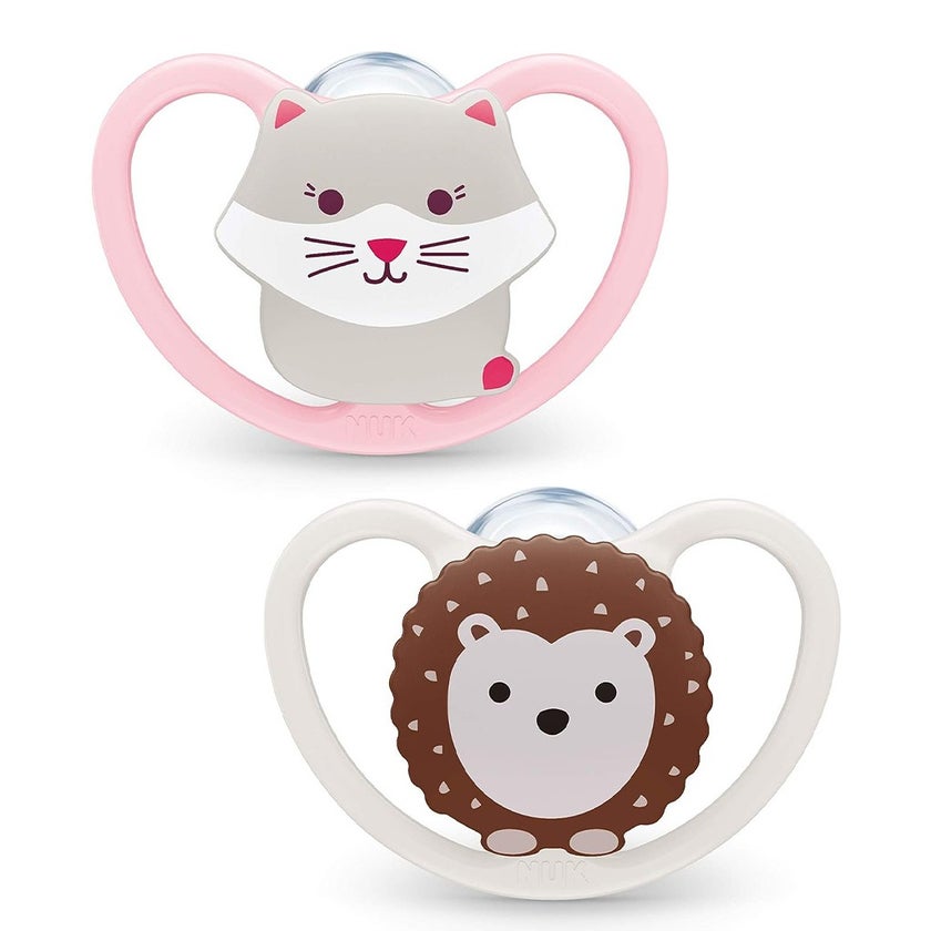 NUK Space Silicone Soothers For 0-6 Months Baby, Assorted Pack of 2's