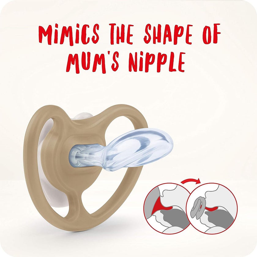 NUK Space Silicone Soothers For 6-18 Months Baby, Assorted Pack of 2's