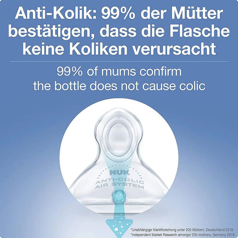 Nuk First Choice+ 300ml Anti-Colic PP Baby Feeding Bottle With Temperature Control, Assorted Pack of 1's