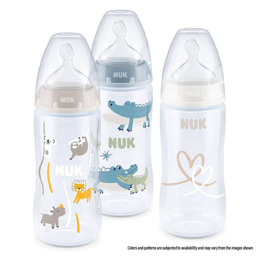Nuk First Choice+ 300ml Anti-Colic PP Baby Feeding Bottle With Temperature Control, Assorted Pack of