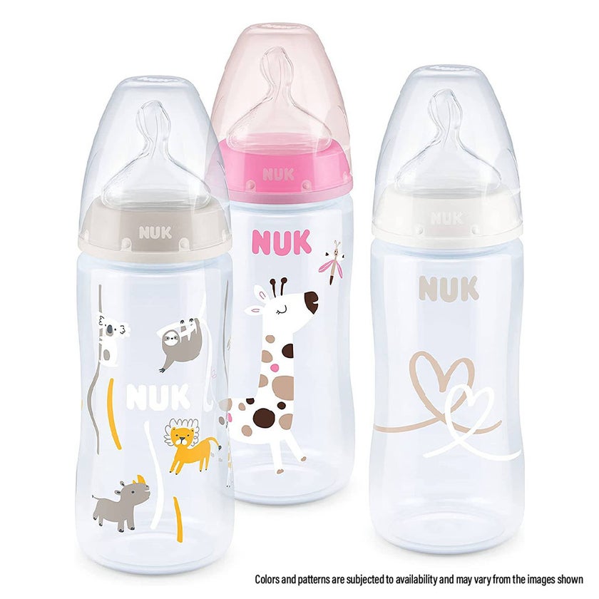 Nuk First Choice+ 300ml Anti-Colic PP Baby Feeding Bottle With Temperature Control, Assorted Pack of