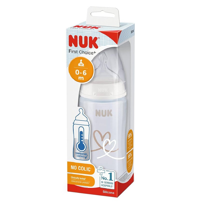 Nuk First Choice+ 300ml Anti-Colic PP Baby Feeding Bottle With Temperature Control, Assorted Pack of