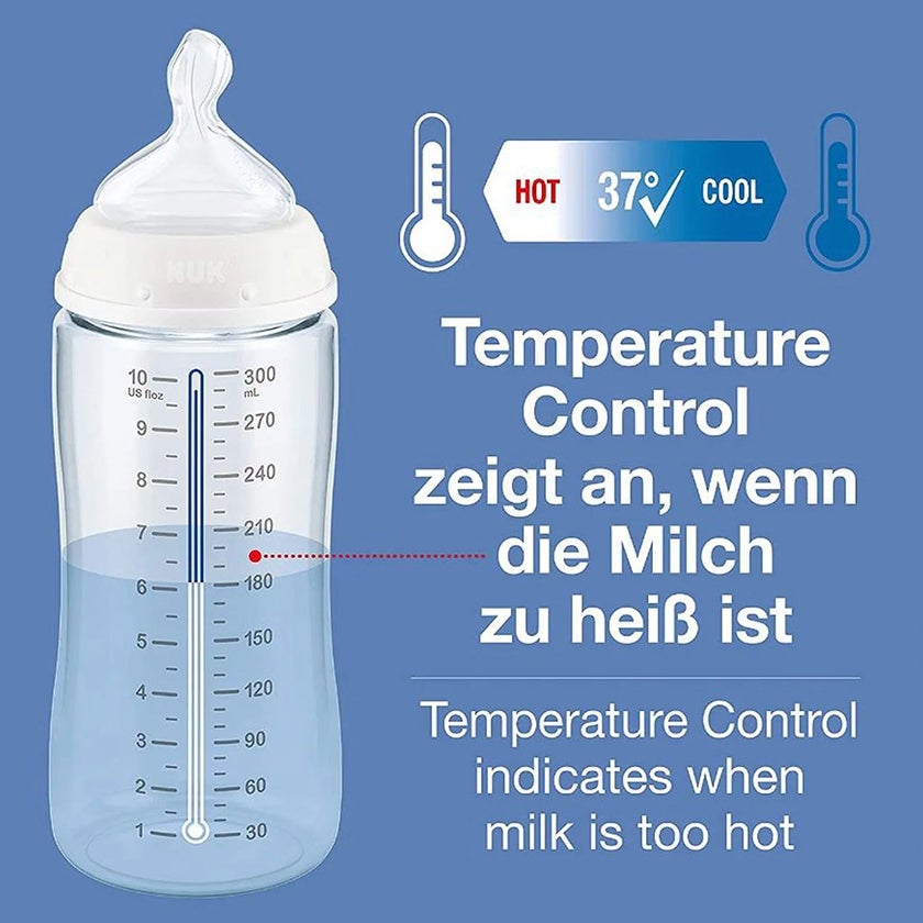 Nuk First Choice+ 300ml Anti-Colic PP Baby Feeding Bottle With Temperature Control, Assorted Pack of