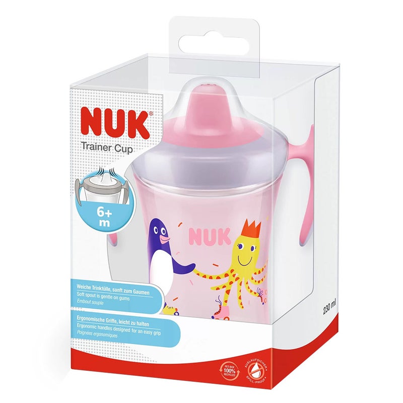 Nuk 230ml Trainer Cup With Soft Spout & Ergonomic Handle For 6 months+ Baby, Assorted Pack of 1's