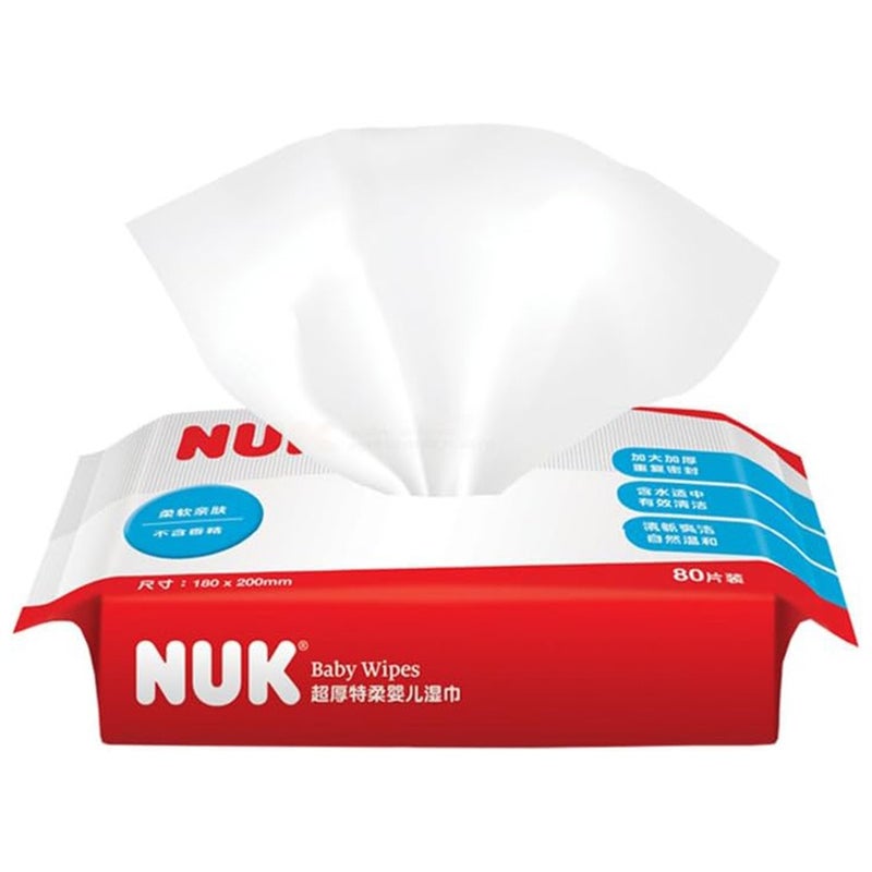 NUK Extra Soft & Thick Fragrance-Free Baby Wet Wipes, 3 x 80's, 2+1 Promo Pack