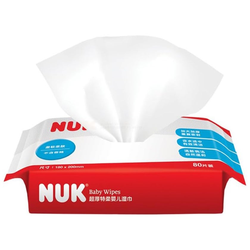 NUK Extra Soft & Thick Fragrance-Free Baby Wet Wipes, Pack of 3 x 80's - 2+1 Promo Pack