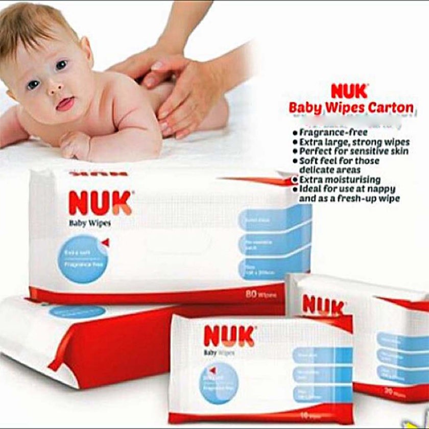 NUK Extra Soft & Thick Fragrance-Free Baby Wet Wipes, Pack of 3 x 80's - 2+1 Promo Pack