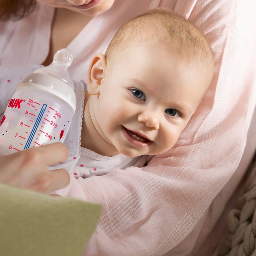 Nuk First Choice+ 120ml Anti-Colic Baby Feeding Glass Bottle With Temperature Control, Assorted Pack of