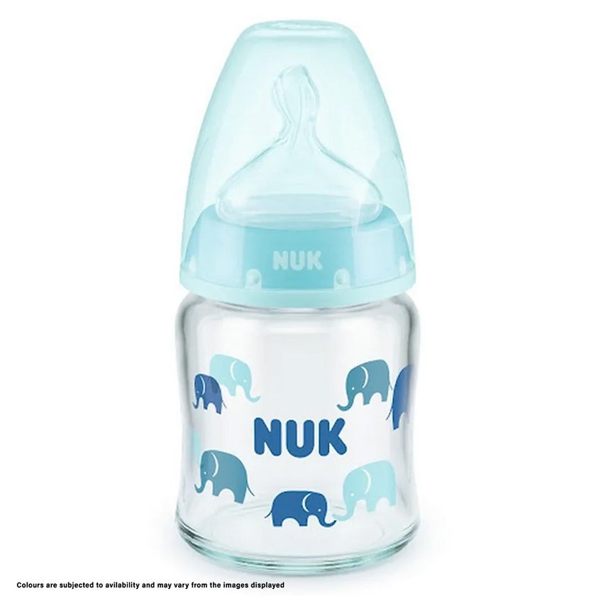 Nuk First Choice+ 120ml Anti-Colic Baby Feeding Glass Bottle With Temperature Control, Assorted Pack of