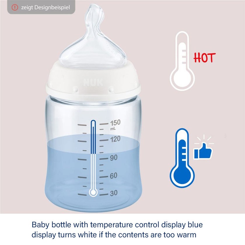 Nuk First Choice+ 120ml Anti-Colic Baby Feeding Glass Bottle With Temperature Control, Assorted Pack of
