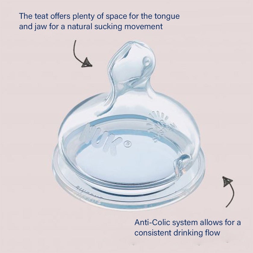 Nuk First Choice+ 120ml Anti-Colic Baby Feeding Glass Bottle With Temperature Control, Assorted Pack of