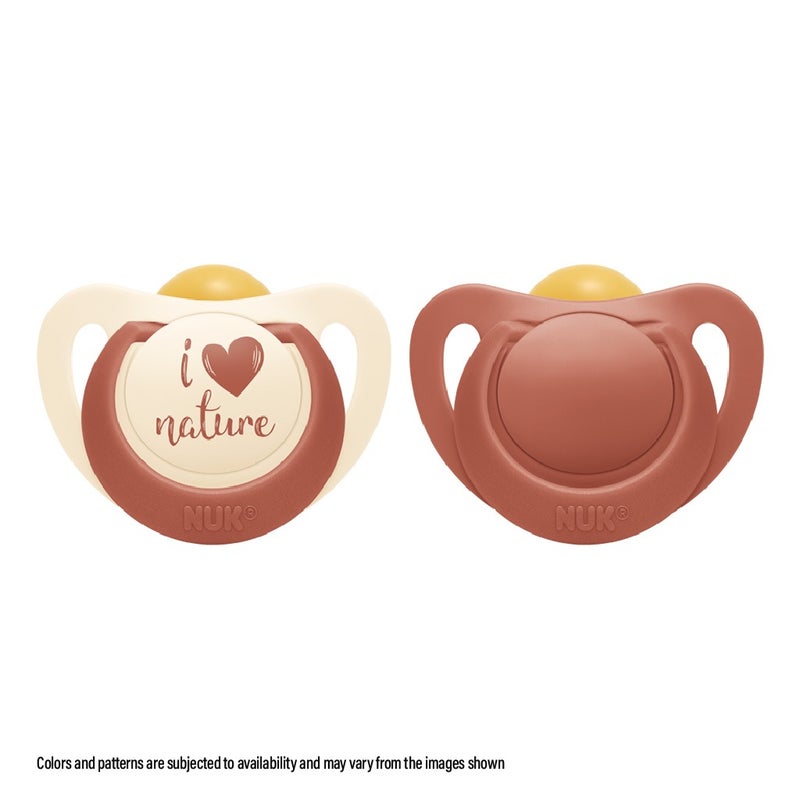 NUK For Nature 98% Natural Rubber Soothers For 0-6 Months Baby, Assorted Pack of 2's