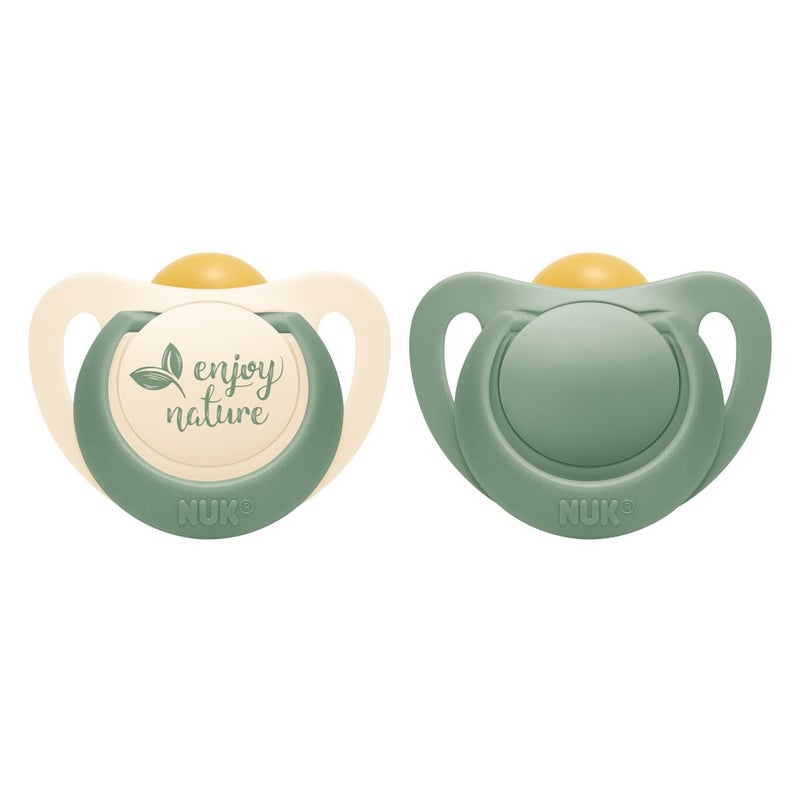 NUK For Nature 98% Natural Rubber Soothers For 6-18 Months Baby, Assorted Pack of 2's