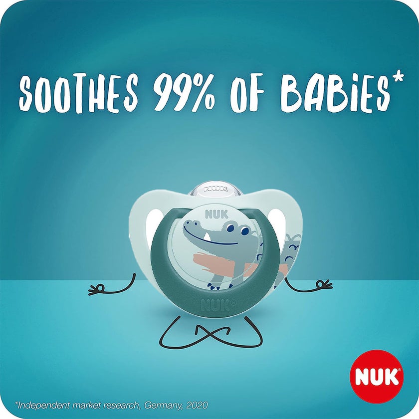 NUK Star Day & Night Silicone Soothers For 6-18 Months Baby, Assorted Pack of 2's