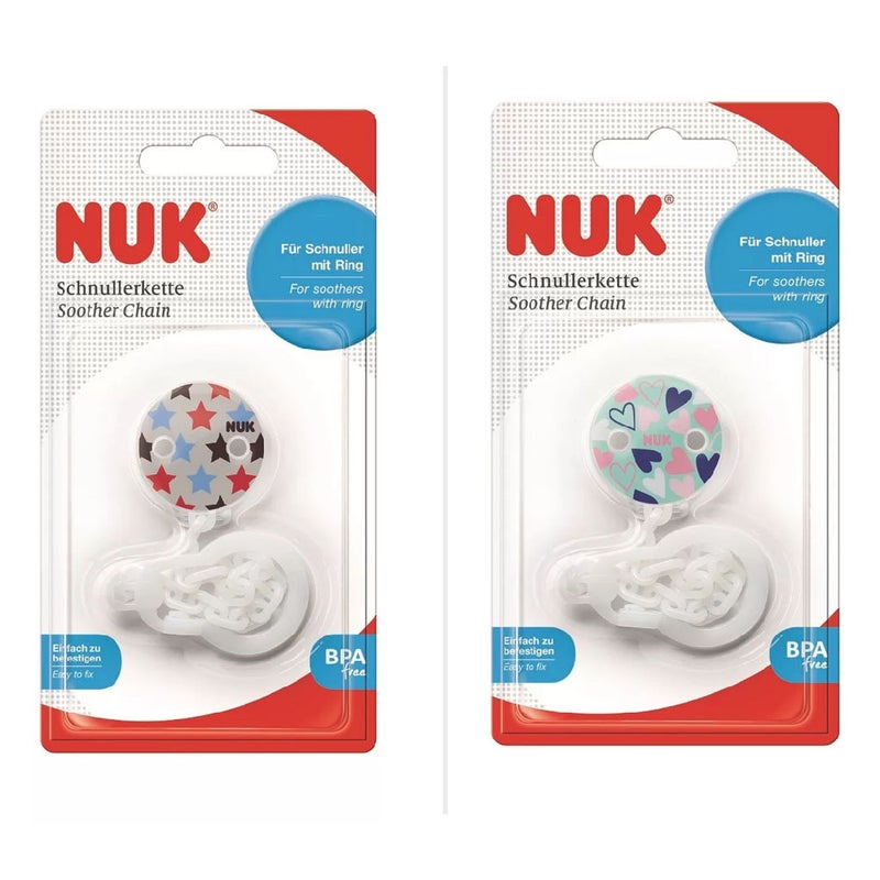Nuk Soother Chain With Clip For Baby, Assorted Pack of 1's