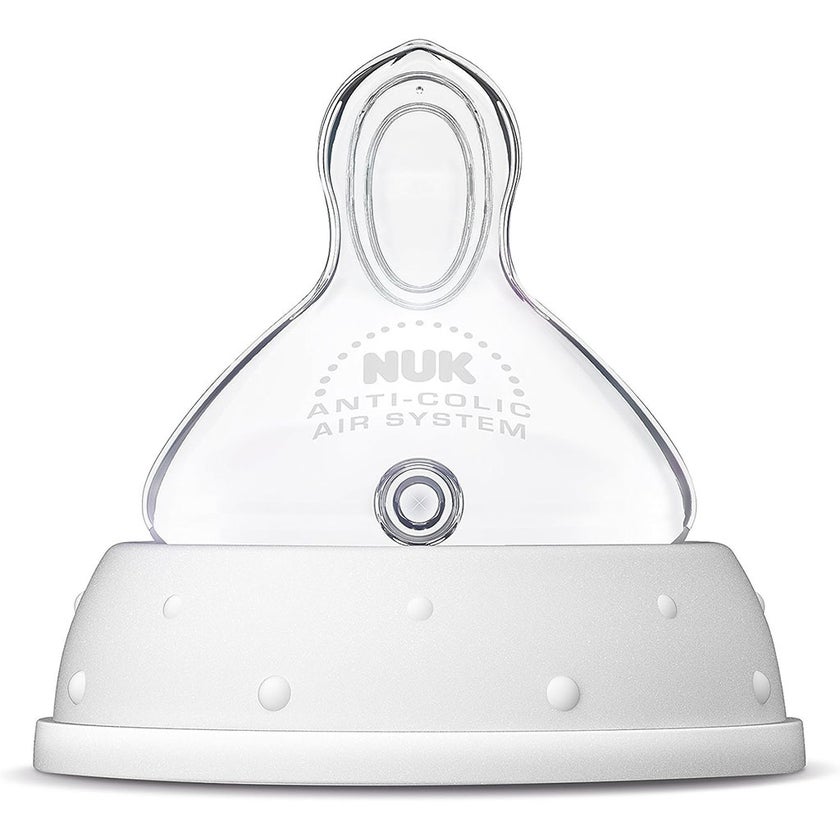 Nuk First Choice+ Baby Feeding Bottle Teat, Anti-Colic Silicone Teat For 0-6 Months Baby