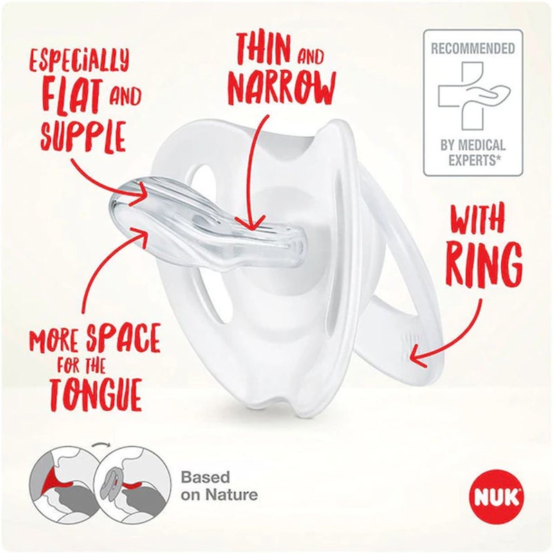 NUK Star Silicone Soother For 0-6 Months Baby, Assorted Pack of 2's