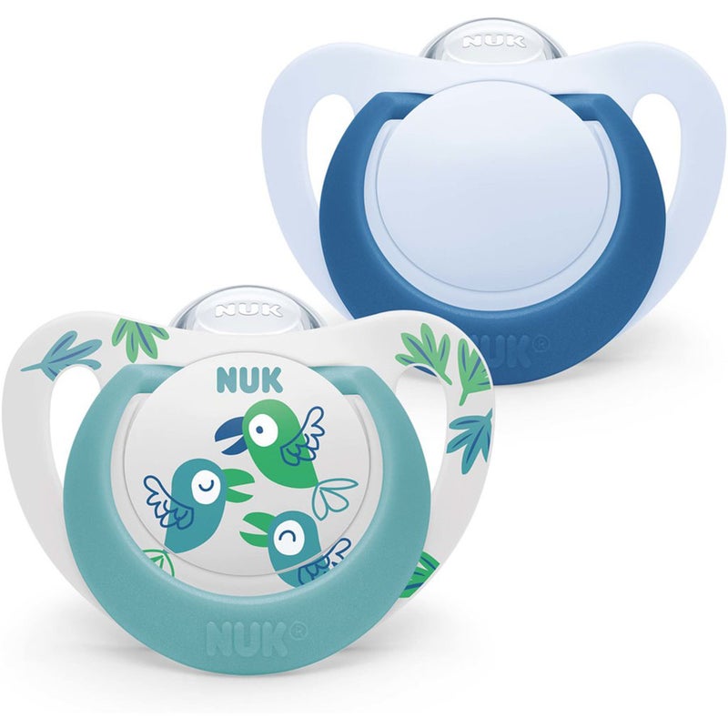 NUK Star Silicone Soother For 6-18 Months Baby, Assorted Pack of 2's