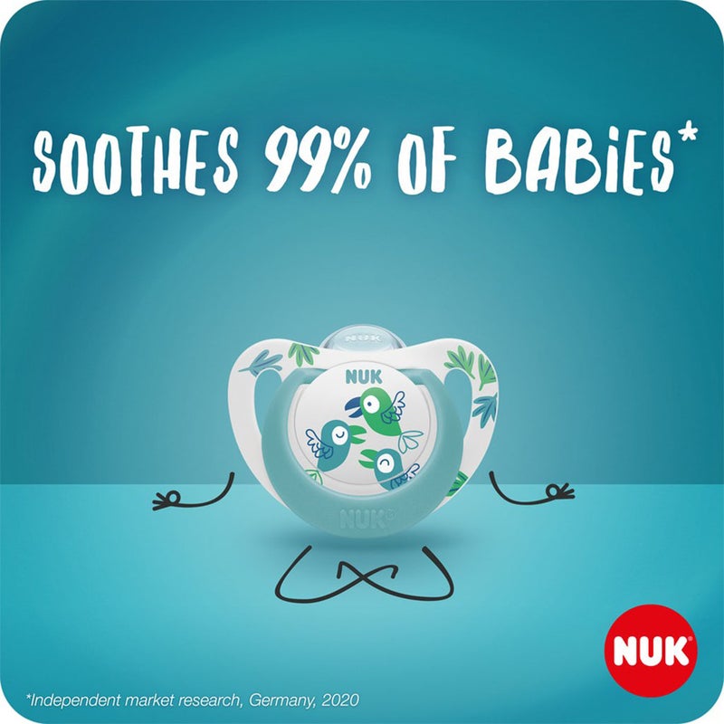 NUK Star Silicone Soother For 6-18 Months Baby, Assorted Pack of 2's