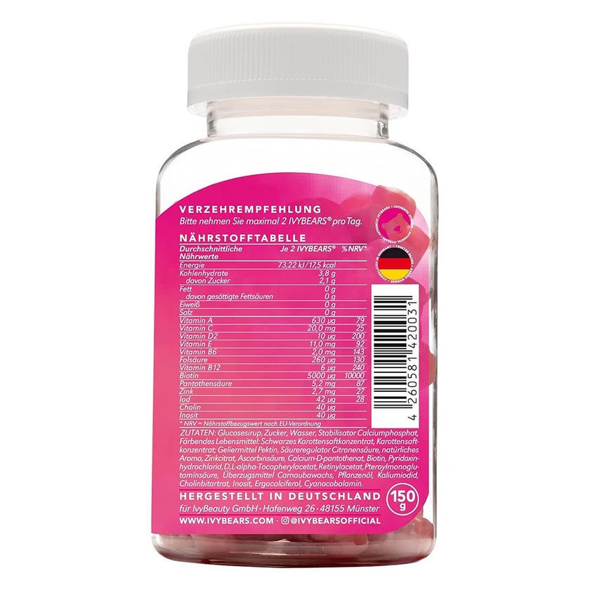 Ivybears Women's Hair Gummies With Biotin, Zinc & Vitamin C, Pack of 60's