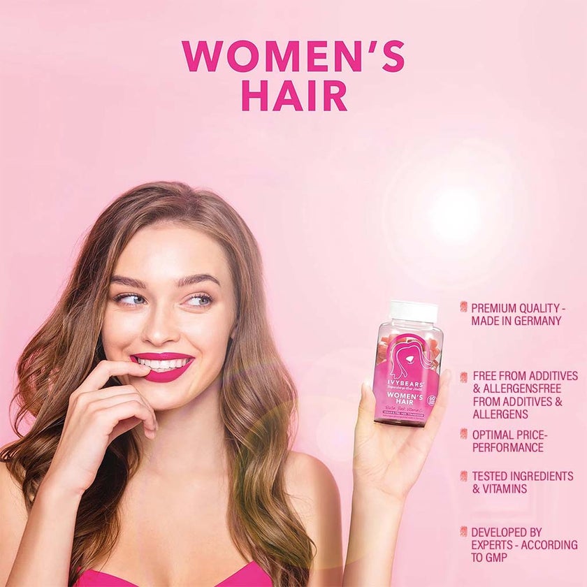 Ivybears Women's Hair Gummies With Biotin, Zinc & Vitamin C, Pack of 60's
