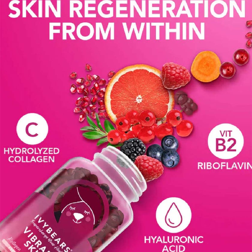 Ivybears Vibrant Skin Gummies With Collagen & Hyaluronic Acid, Pack of 60's