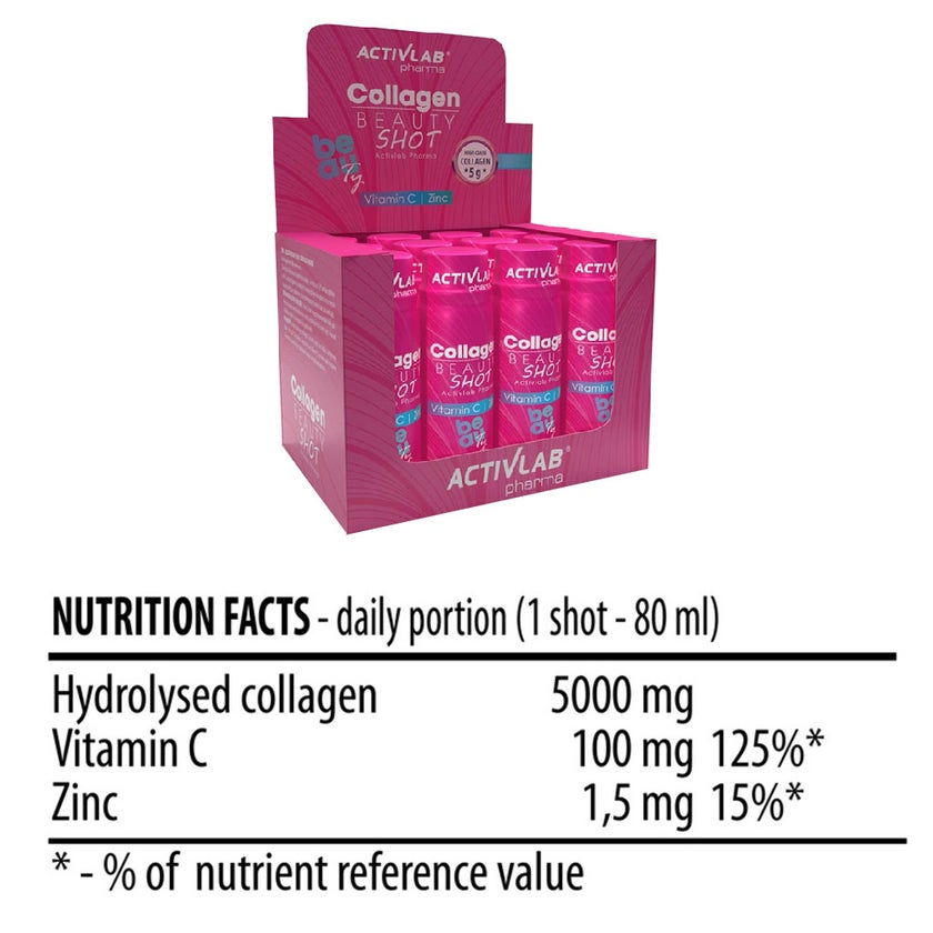 Activlab Pharma Collagen Beauty Ready To Drink Shots With Vitamin C & Zinc 80ml, Pack of 12's