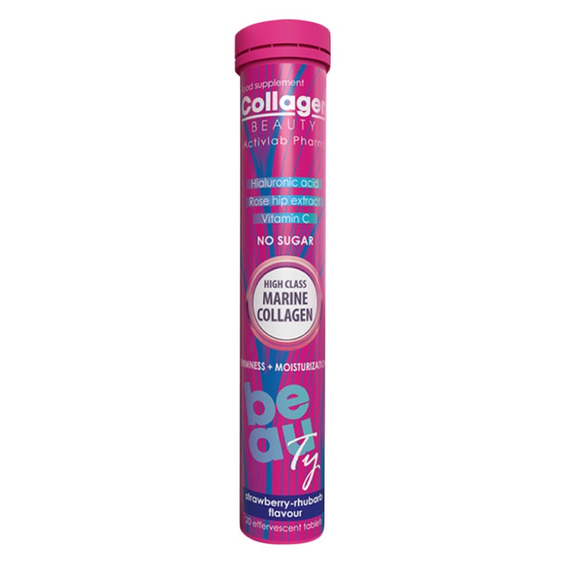 Activlab Pharma Collagen Beauty No Sugar Effervescent Tablets For Skin Firmness and Moisturization, Strawberry Flavor, Pack of 20's