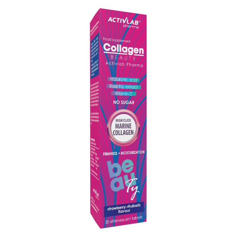 Activlab Pharma Collagen Beauty No Sugar Effervescent Tablets For Skin Firmness and Moisturization, Strawberry Flavor, Pack of 20's