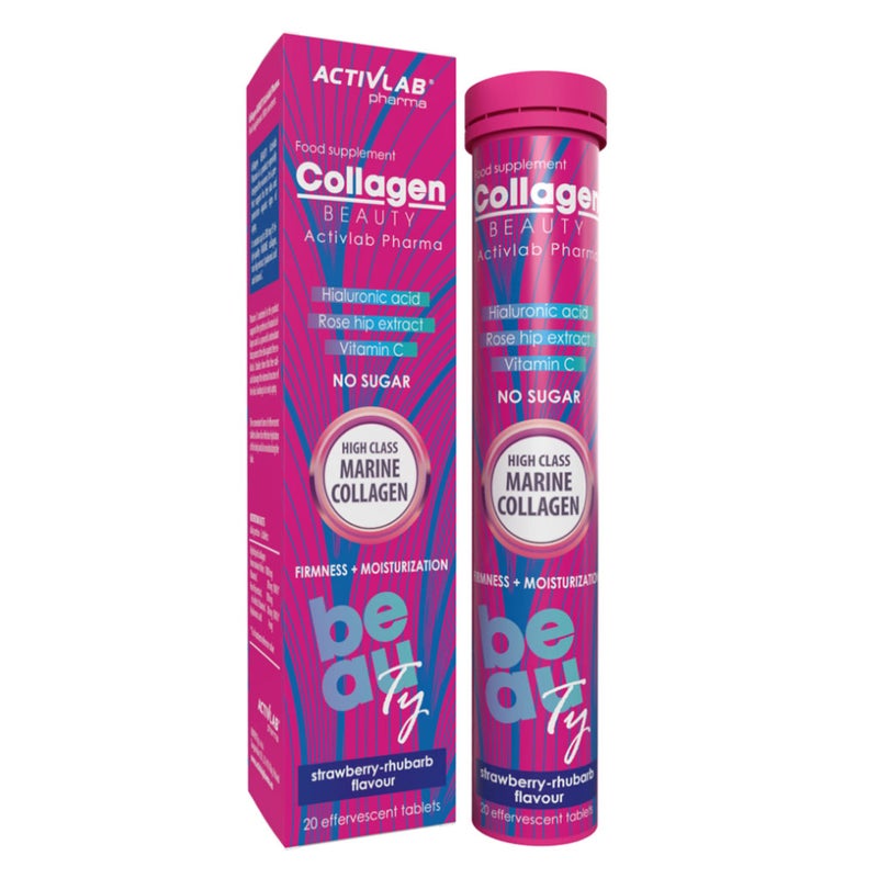 Activlab Pharma Collagen Beauty No Sugar Effervescent Tablets For Skin Firmness and Moisturization, Strawberry Flavor, Pack of 20's