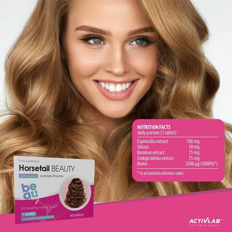 Activlab Pharma Horsetail Beauty Tablets With Biotin For Healthy Hair & Scalps, Pack of 30's