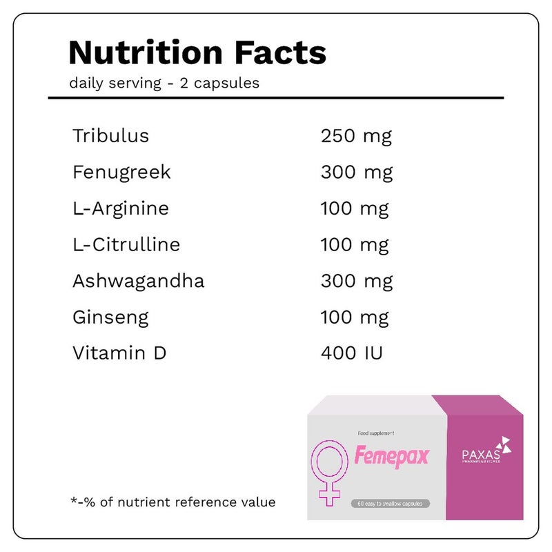 Paxas Femepax Performance Enhancer Capsules For Women, Pack of 60's