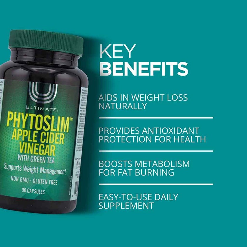 Ultimate Phytoslim Apple Cider Vinegar With Green Tea Capsules, Pack of 90's