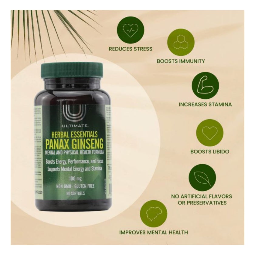 Ultimate Herbal Essentials Siberian Ginseng Capsules 250mg, Pack of 90’s