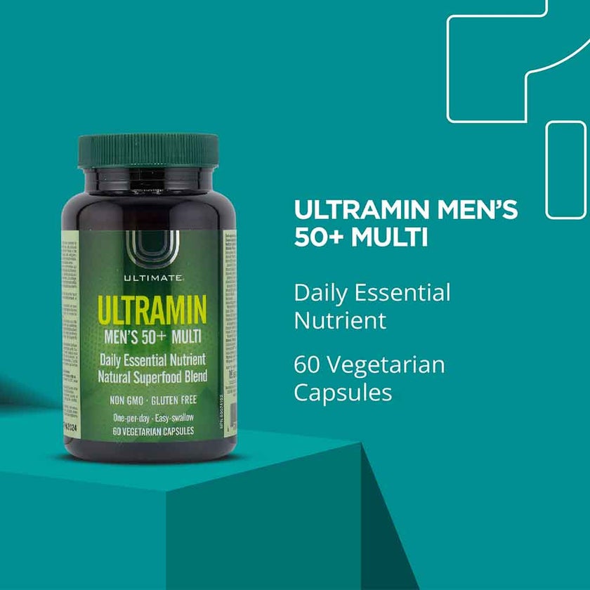 Ultimate Ultramin Men's 50+ Multivitamin Supplement Capsules, Pack of 60’s