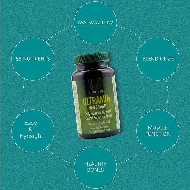 Ultimate Ultramin Men's Multivitamin & Superfood Supplement Capsules, Pack of 60's