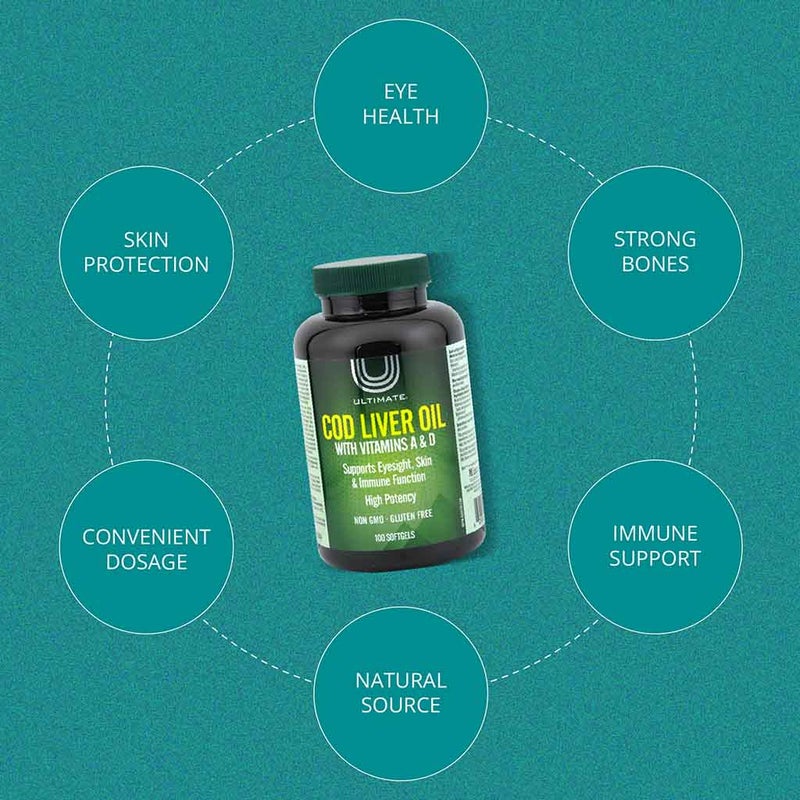Ultimate Cod Liver Oil Supplement Softgels, Pack of 100's