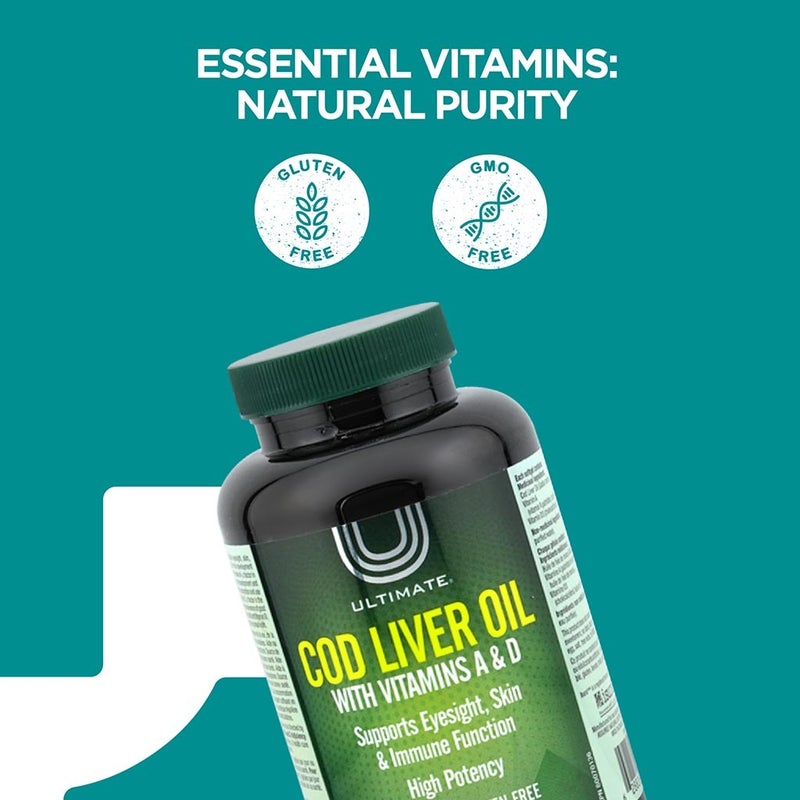 Ultimate Cod Liver Oil Supplement Softgels, Pack of 100's