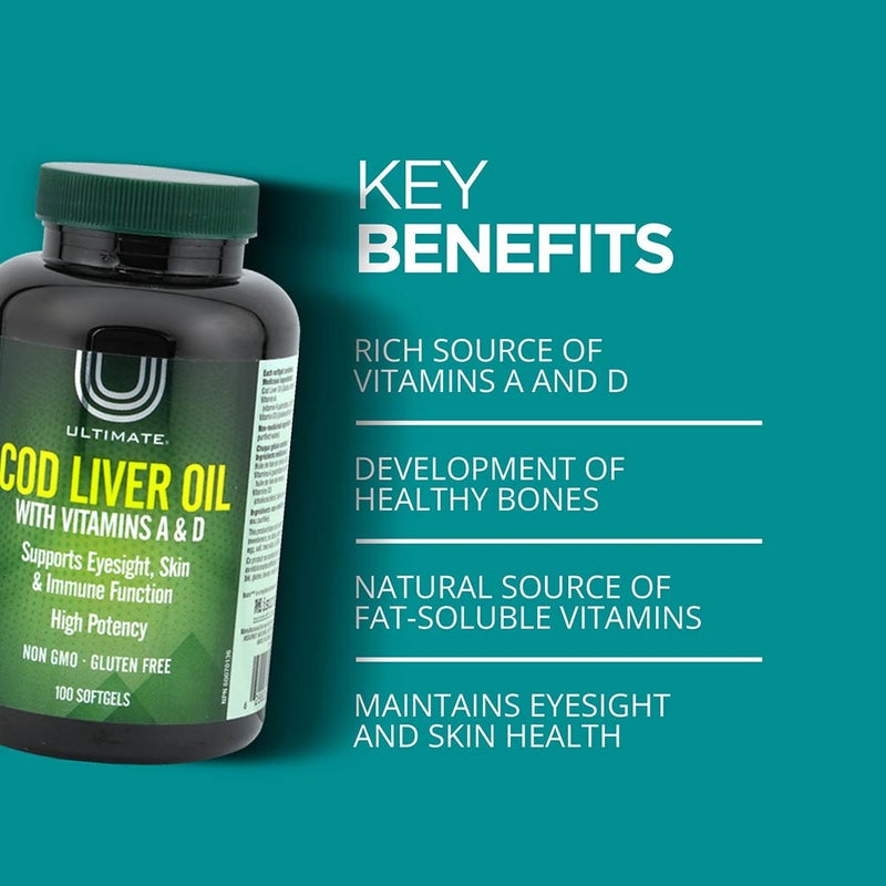 Ultimate Cod Liver Oil Supplement Softgels, Pack of 100's