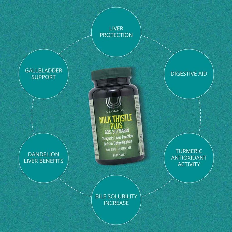 Ultimate Milk Thistle Plus Liver Support Supplement Capsules, Pack of 60's