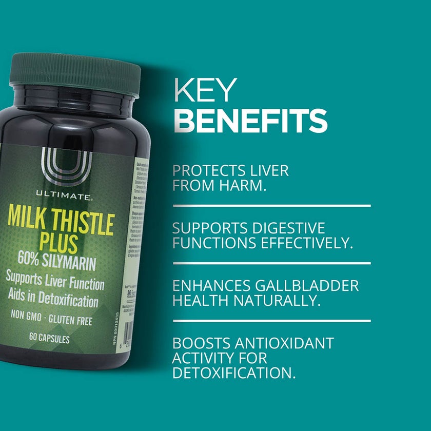 Ultimate Milk Thistle Plus Liver Support Supplement Capsules, Pack of 60's