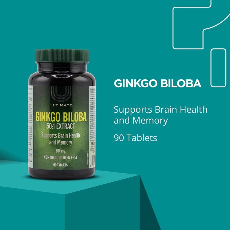 Ultimate Ginkgo Biloba 60mg Supplement Tablets, Pack of 90's