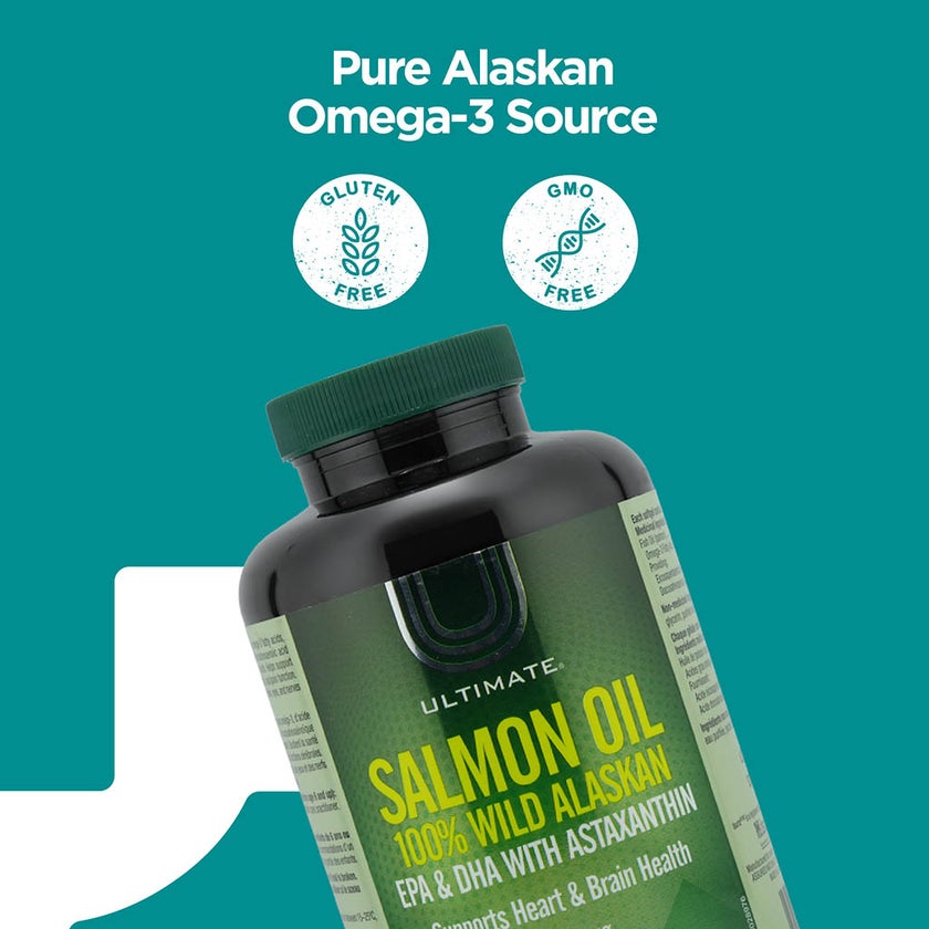 Ultimate 100% Wild Alaskan Salmon Oil 1200mg Softgels, Pack of 120’s