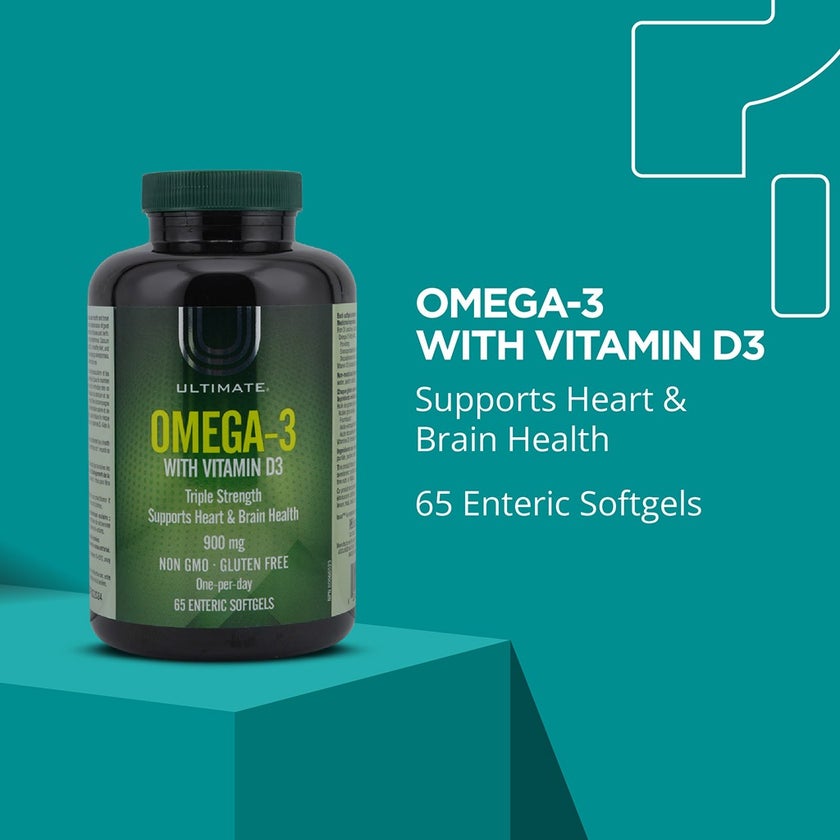 Ultimate Omega 3 900mg With Vitamin D3 Softgels, Pack of 65's