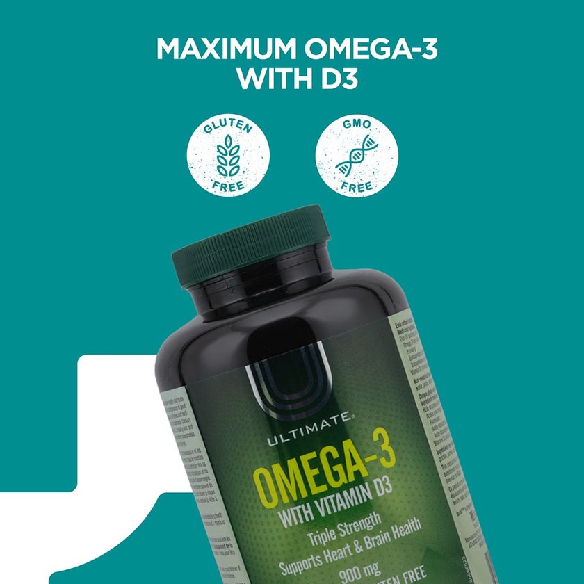 Ultimate Omega 3 900mg With Vitamin D3 Softgels, Pack of 65's