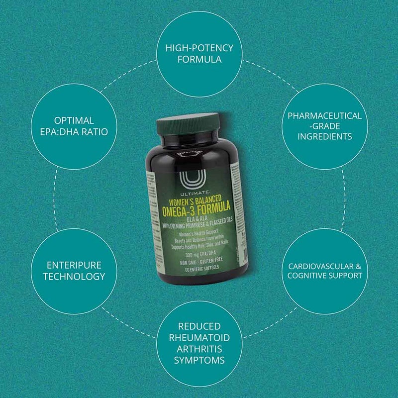 Ultimate Women's Balanced Omega 3 With Evening Primrose & Flaxseed Oil Softgels, Pack of 60's